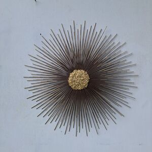 Sunburst Wall Sculpture Hammered Bronze, Textured Burnt Sienna And Gold